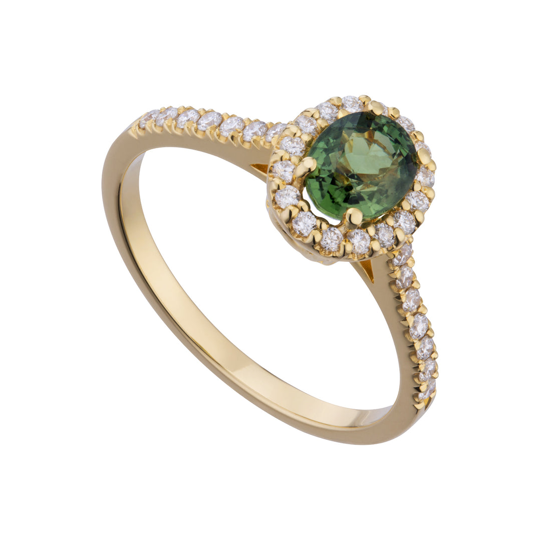 Golay diamond ring with oval green sapphire 5x6 ACLC200DIZG-21284110056