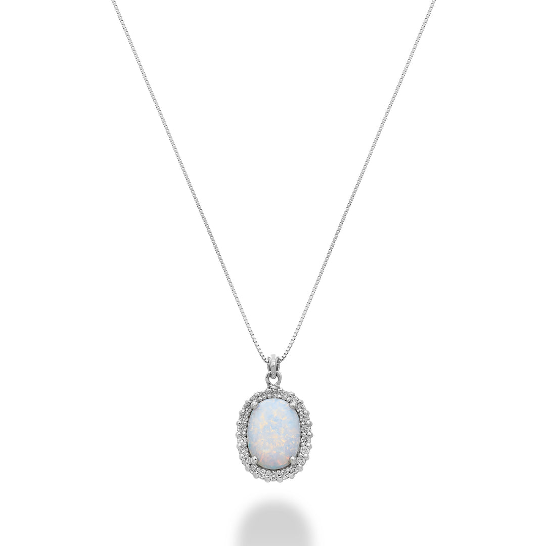 Mikiko cl 9k opal oval cabochon 8x6 and diamond outline MD5193R4OP