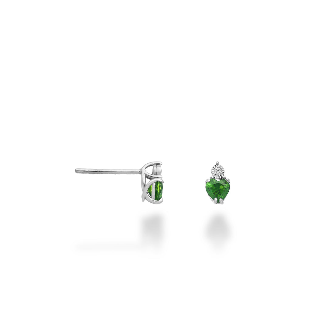 Mikiko or 18k emerald 4x4 heart with diamond MO5179O4BE
