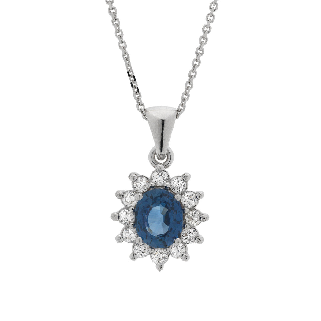 Golay necklace with 7x5 oval sapphire pendant and diamonds PCL018WDIZB-24030110136