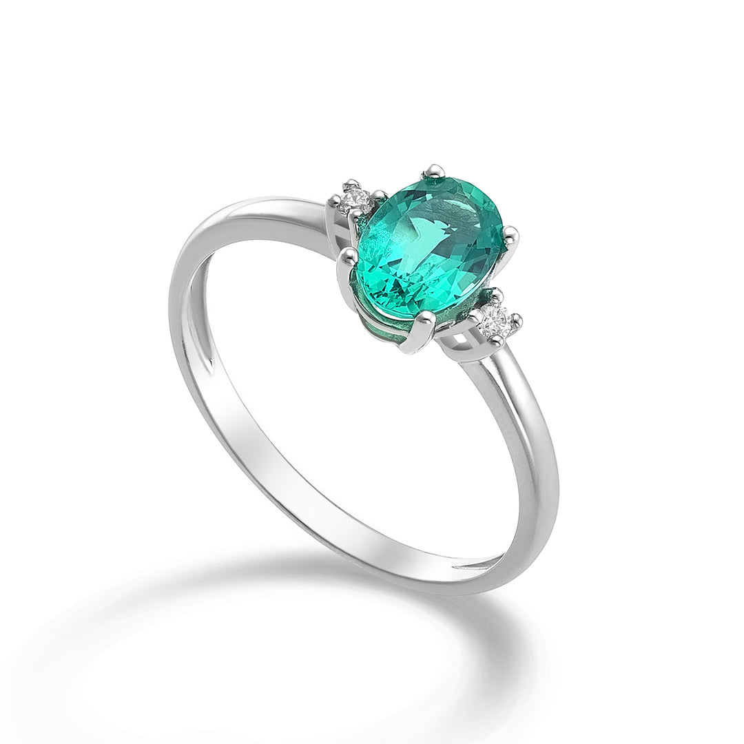 Mikiko an 9k emerald n. oval 7x5 ct.0.80 diam. ct.0,03 MA5073R4SMN