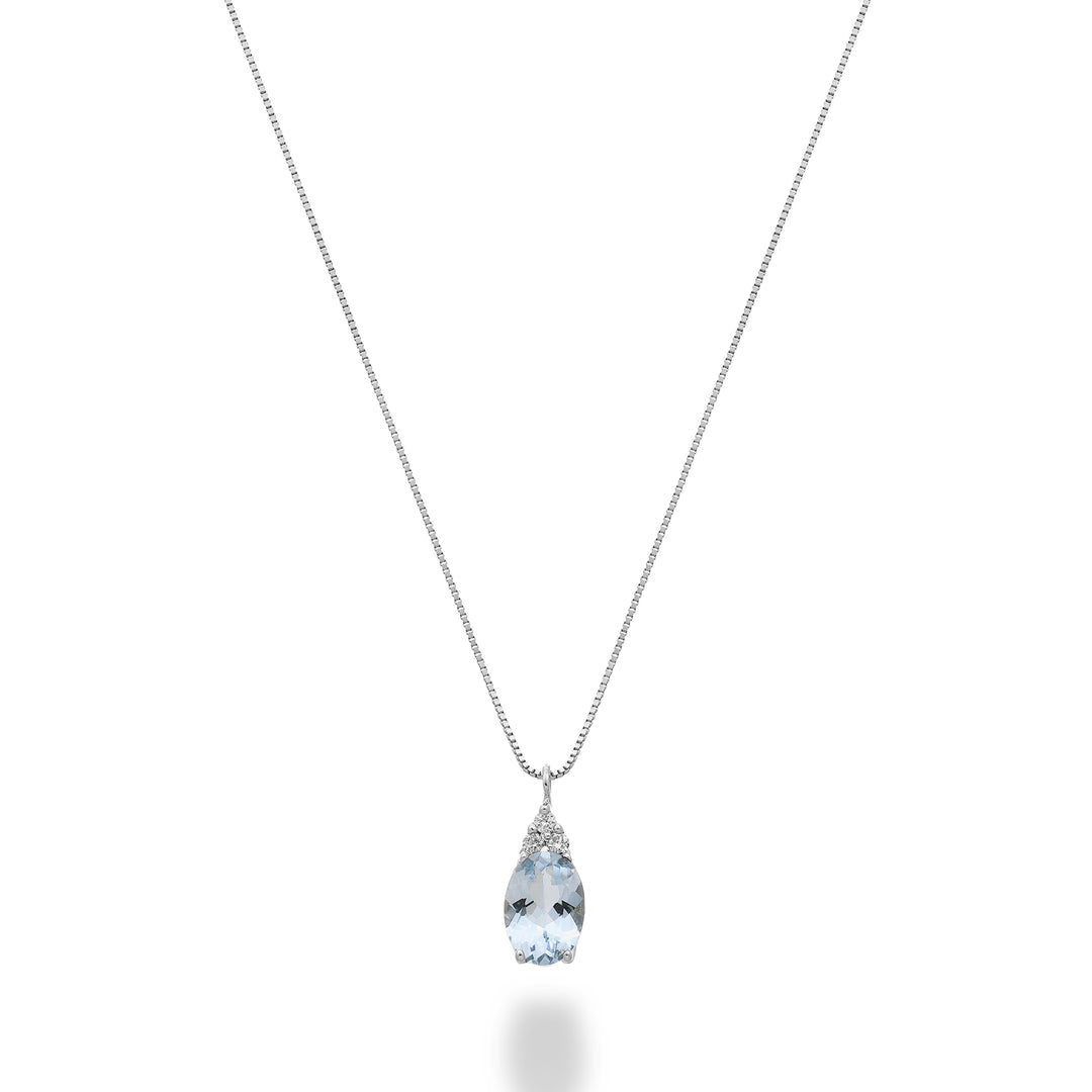 Nihama cl 9k oval aquamarine 6x4 with three diamonds ND5188R4AM