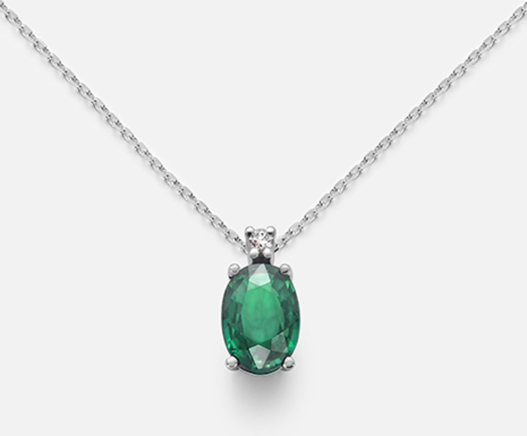 Mikiko cl 9k emerald n. oval 7x5 ct.0.80 diam. ct.0,015 MD5035R4SMN080