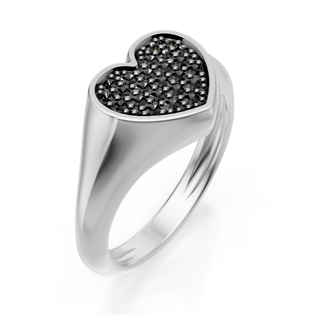 World Diamond Group pinky heart ring size 10 with d.black white gold ACH004BKB
