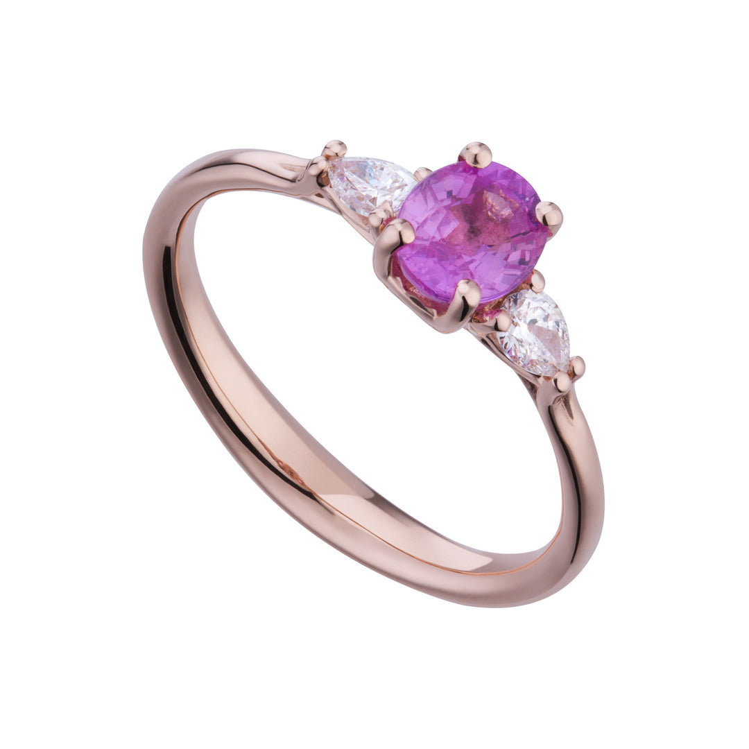 Golay oval pink sapphire ring 8x6 and diamond drop lat ACL202DIZP68-23094110081