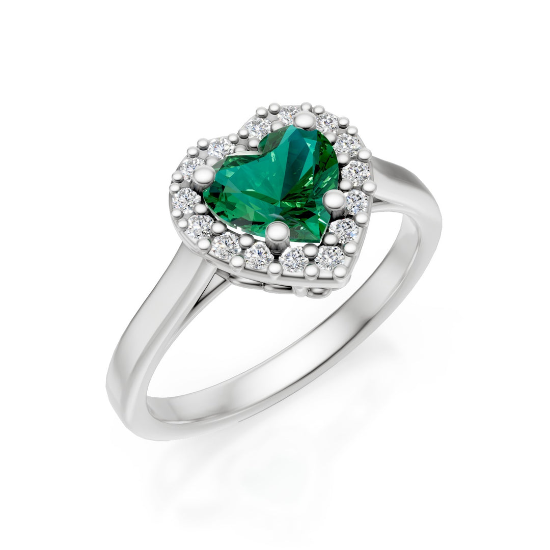 Golay 6x5 heart emerald ring with diamond outline ACLC644DSM65-25066110114