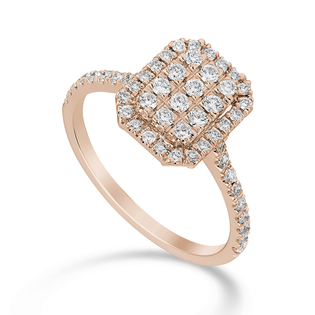 Golay octagonal multistone ring and shank inc rose gold AMPC001DIR-23088110028
