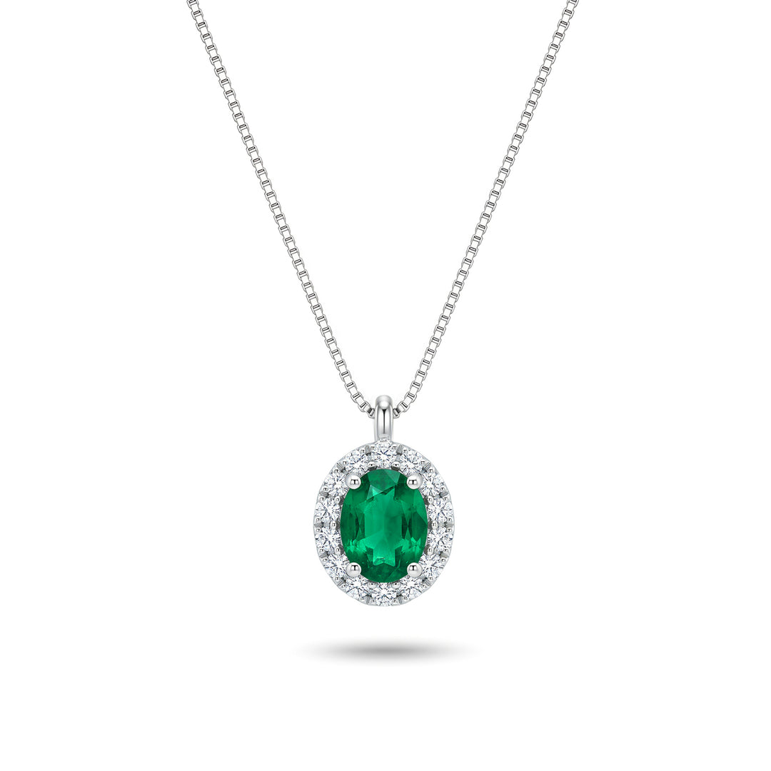 Nihama cl 18k oval emerald 5x4 with diamond surround ND5202O4SMN