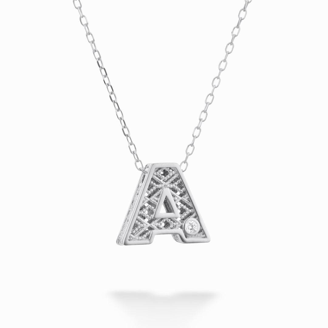 Nihama cl 18k white gold letter diam. ct.0,01 NDLETAO4