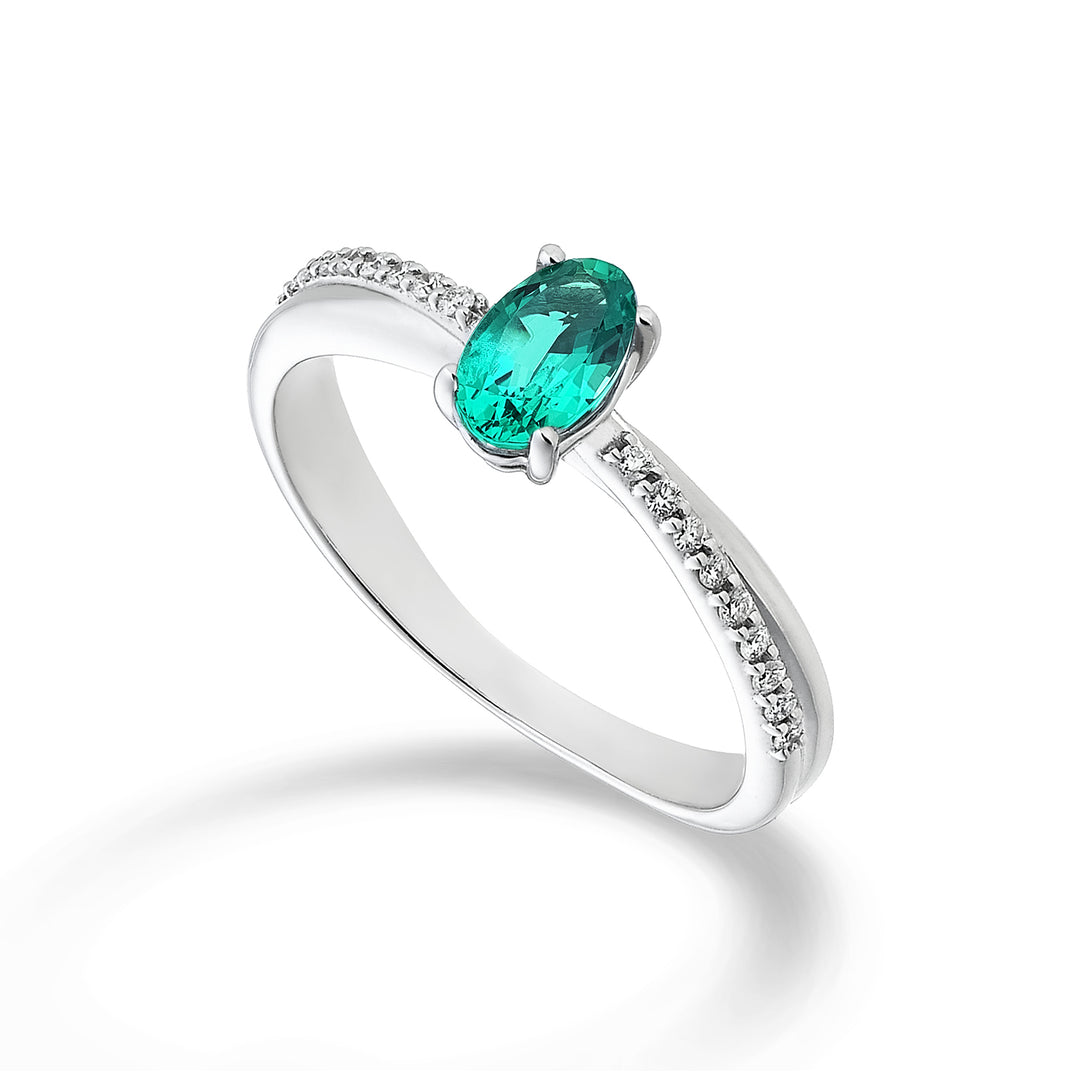Nihama an 18k oval emerald 6x4 ct.0,30 diam. ct.0.07 NA5103O4BE