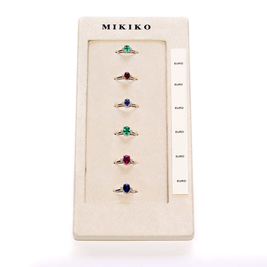 Mikiko package an 5072 + an 5073 9kt oval 6x4 7x5 sapphire, ruby ​​and emerald tr. M.LIGHTBOX.21-T9K