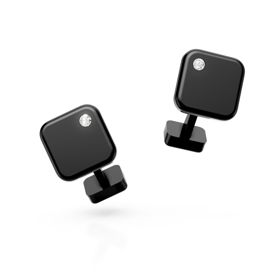 World Diamond Group black titanium diamond-set cufflinks GGEM001DINE