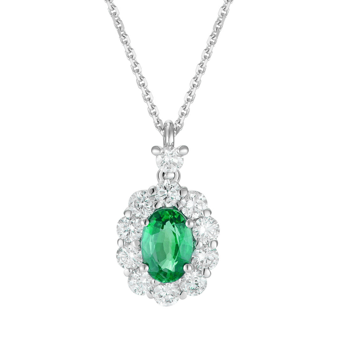 Golay 6x4 oval emerald necklace and diamond outline PCL042DISM1-23166110168