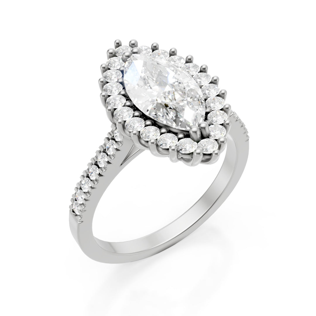 X-Diamond an 18kt lab g.d. total ct. 2.52- cent. ct. 1.86 marquise - contour with round and recessed stem ct. 0.66 LXDAPU081O4MABI252