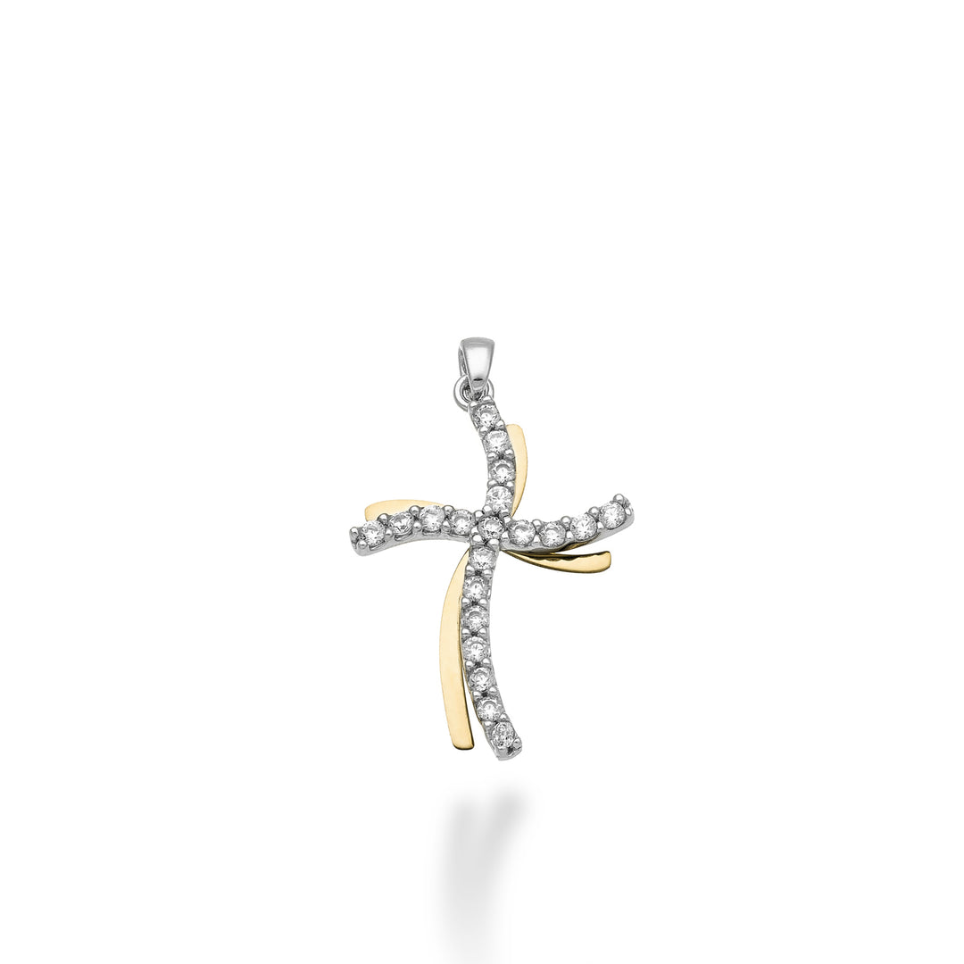 Mikiko pe 18k 0.18 ct white/yellow gold cross 1.9 cm MP5018O7BR018