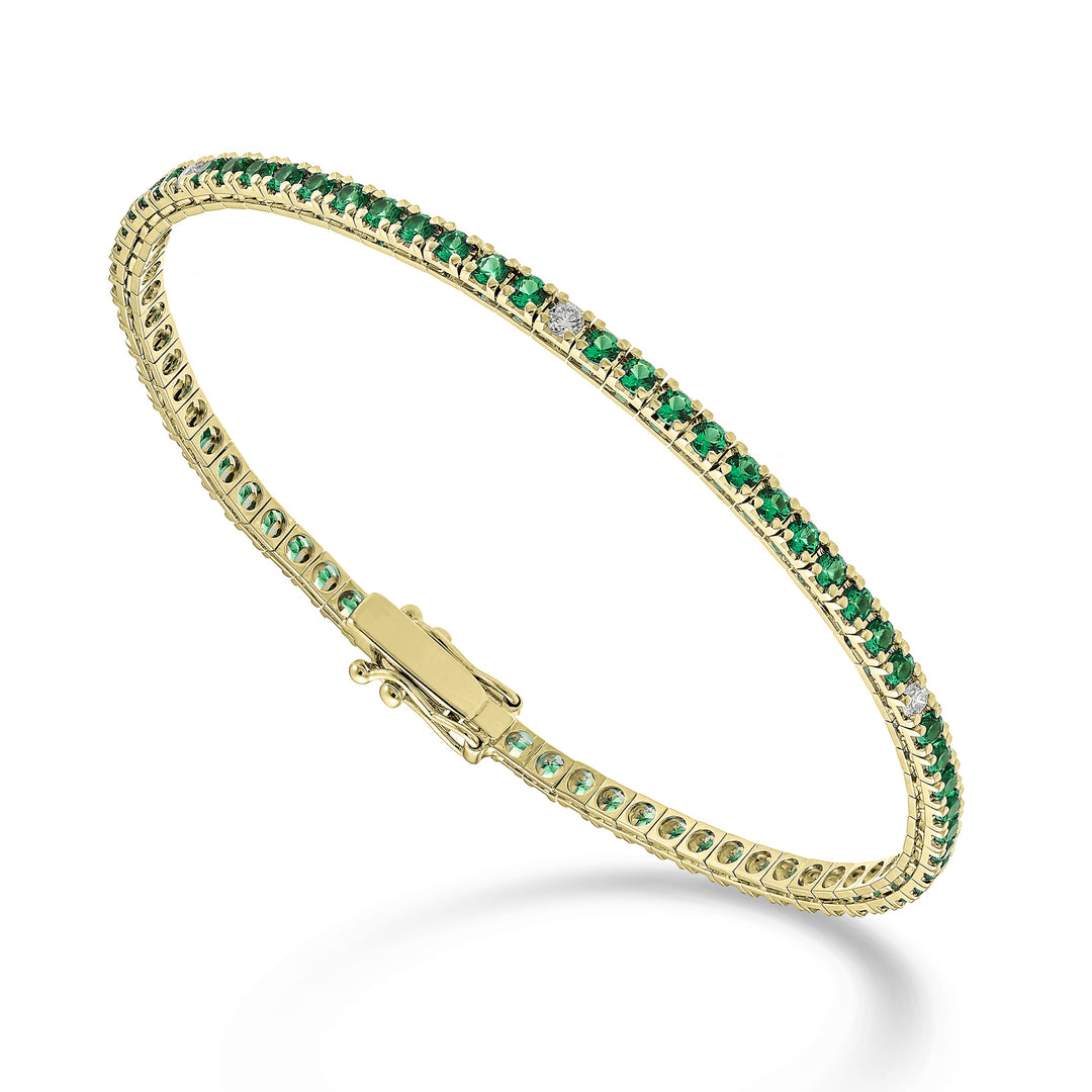 Nihama br tennis 18k emeralds 2.30 ct diamonds 0.22 ct 17.5 yellow gold -71 settings NBTQ250SMRDIO1