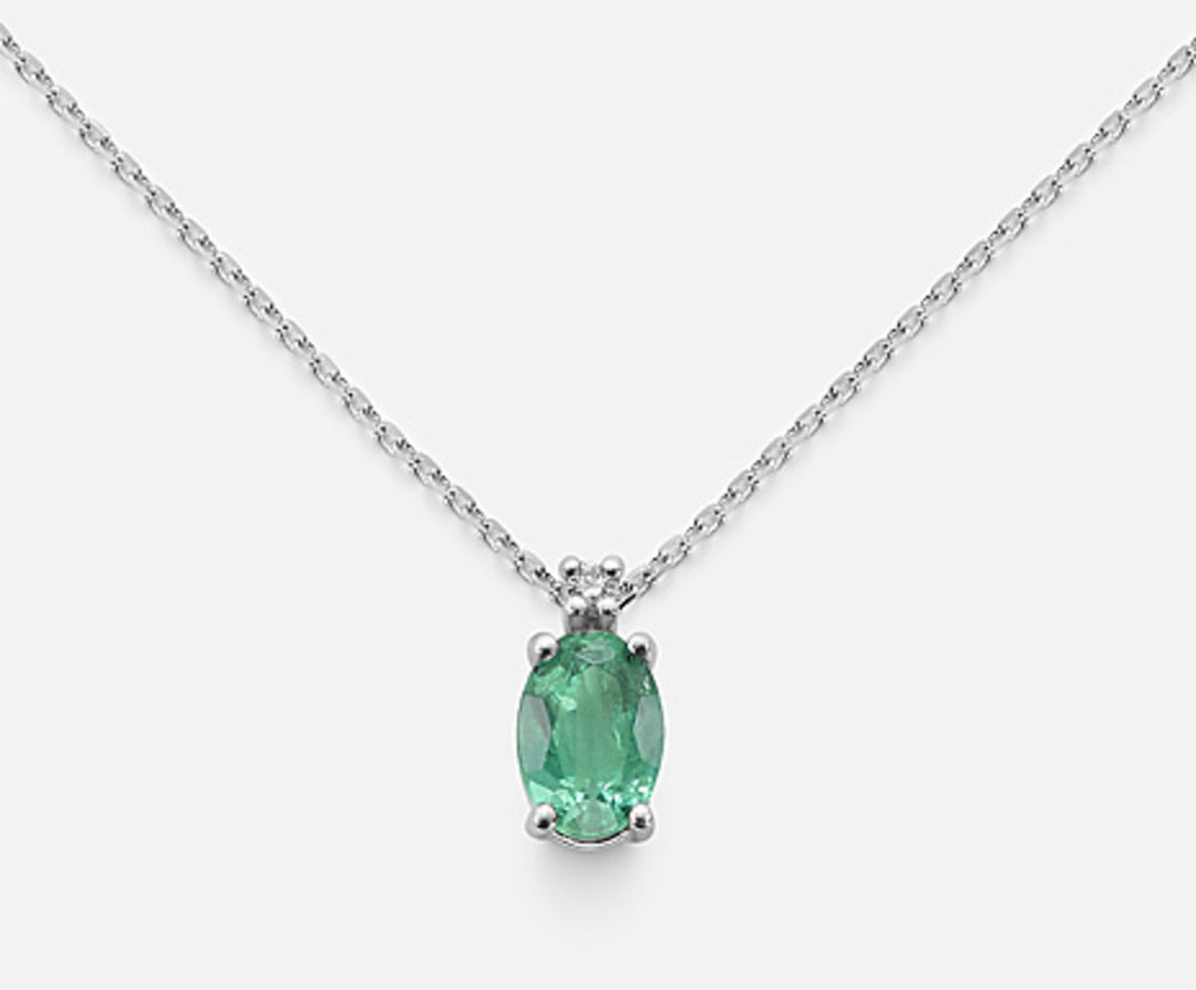 Nihama cl 9k emerald no. oval 6x4 ct.0.45 diam. ct.0,01 ND5034R4SMN045