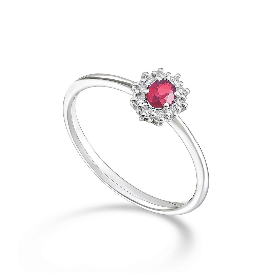 Nihama an 18k nat. ruby. oval 4x3 ct.0.20 diam. 0.08 ct NA5166O4RBN