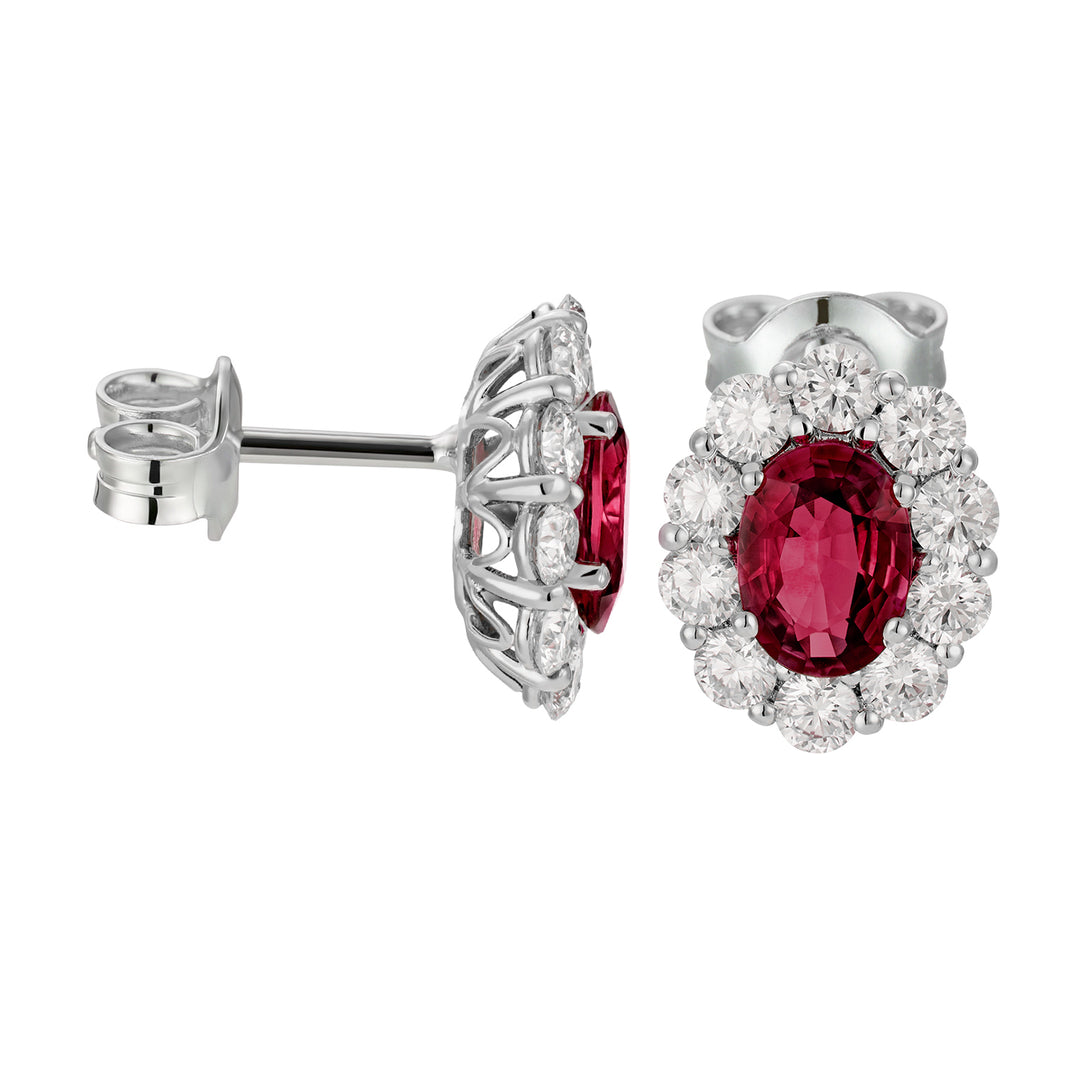 Golay oval ruby earrings 7x5 and diamonds OCL045DIRU-23321110204