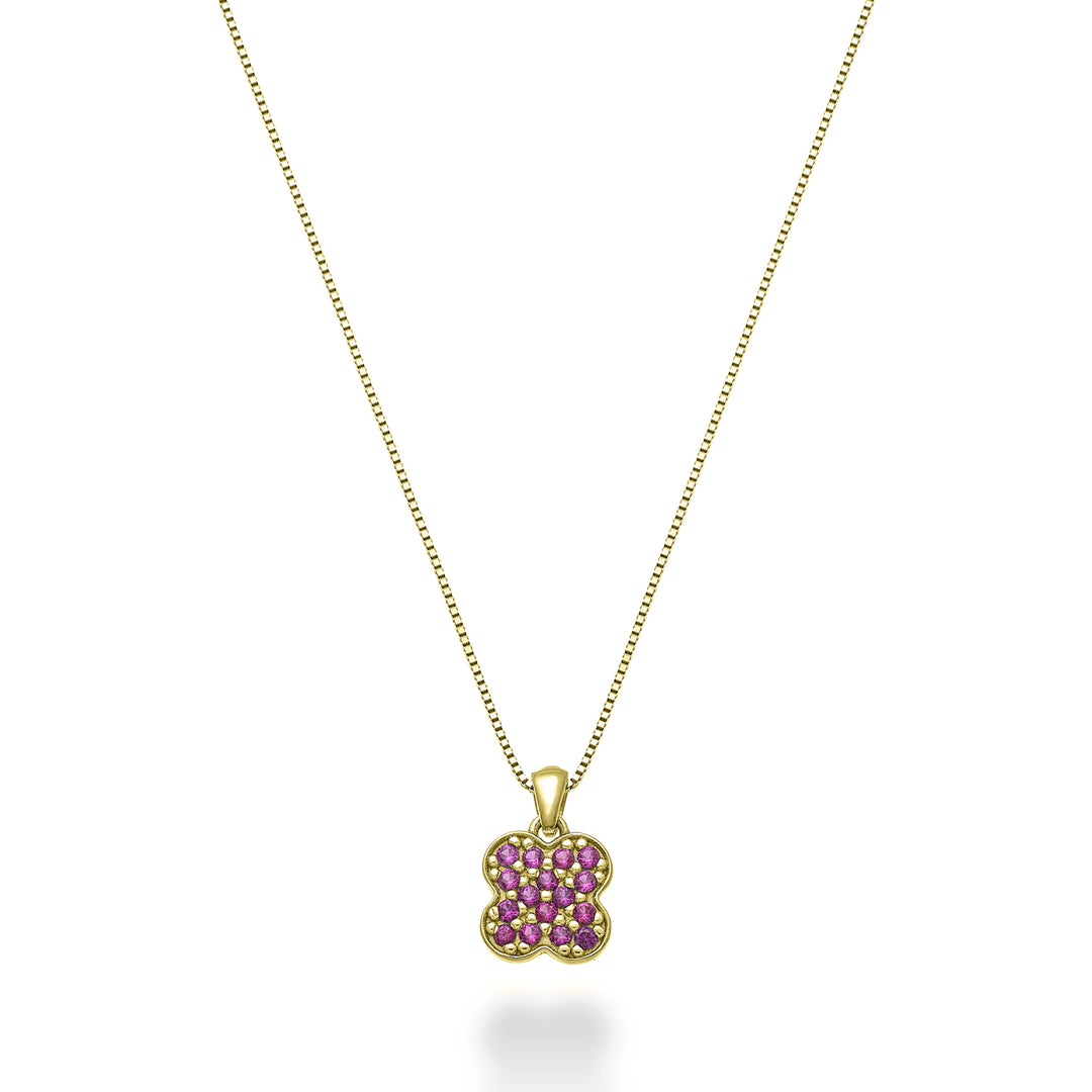 Nihama cl 18k four-leaf clover rubies 0.10 ct yellow gold ND5163O1RBR