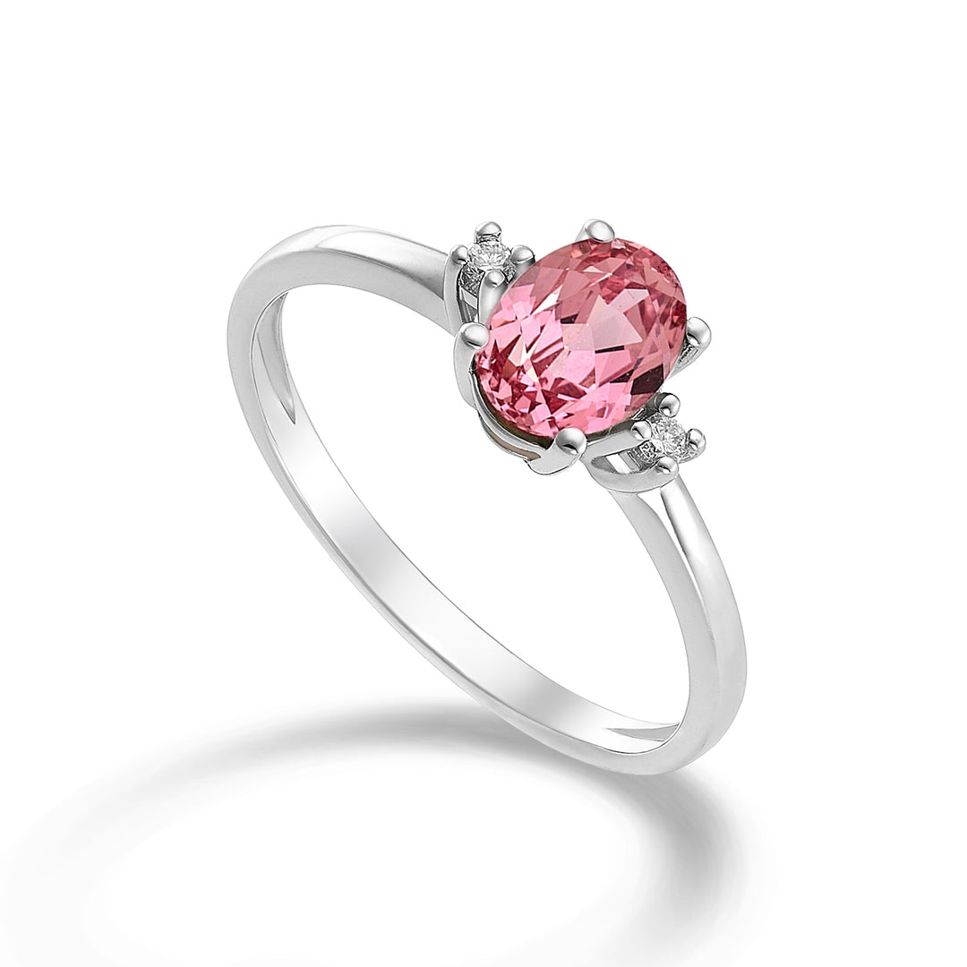 Mikiko an 18k oval pink sapphire 7x5 ct.0.80 diam. ct.0.03 MA5073O4ZFRP