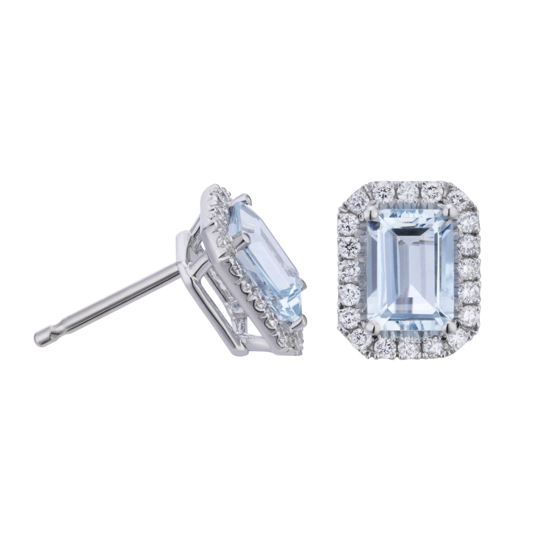World Diamond Group 8x6 octagonal aquamarine and diamond earrings OCL072DIAQ4-23194110122