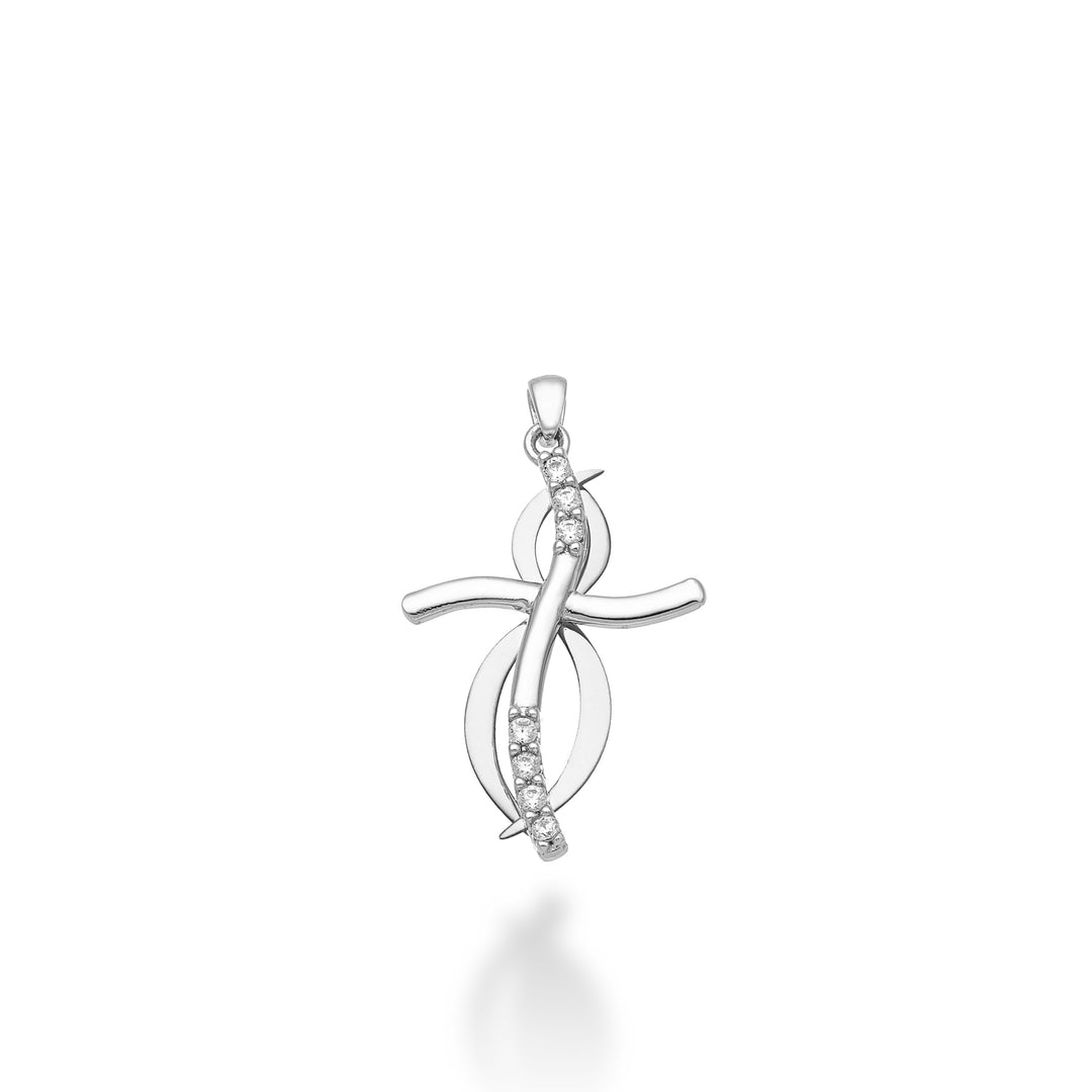 Mikiko pe 18k 0.07 ct white gold cross 1.9 cm MP5014O4BR007