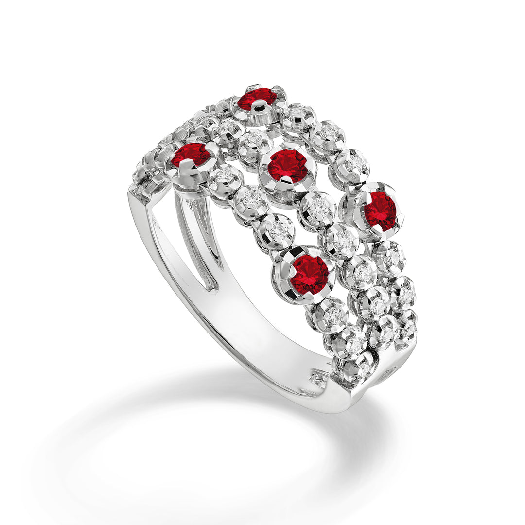 Golay 3 row ring with 5 spot rubies AMPF003DIRU05-25343110072