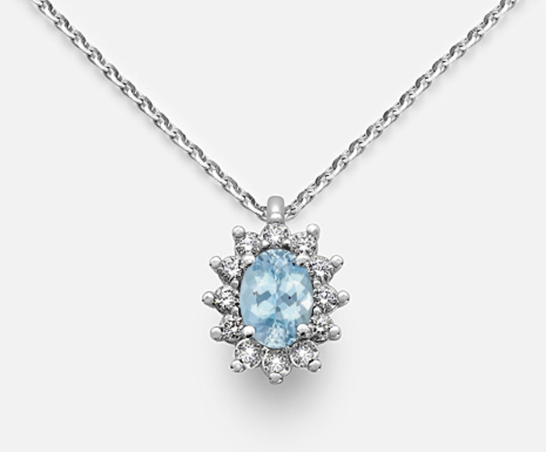 Nihama cl 9k oval aquamarine 6x4 ct.0.30 diam. 0.23 ct ND5047R4AM