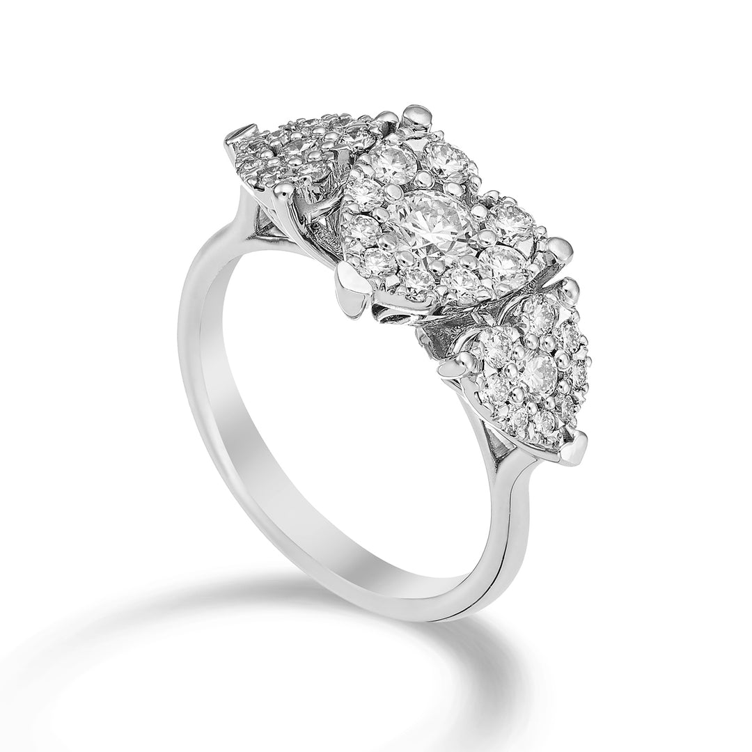 Golay trilogy ring 3 central multi-stone hearts ct. 0.30 ACMTR001DI30-23074110016