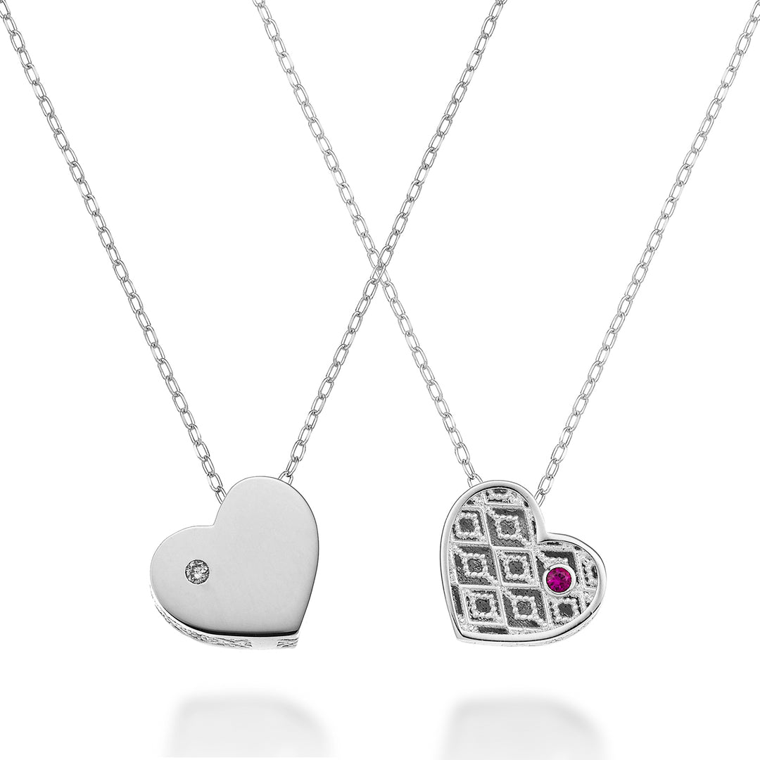 Nihama cl 18k small heart one side polished white gold diam. 0.005 ct ruby 0.005 ct NDHEARTPLO4