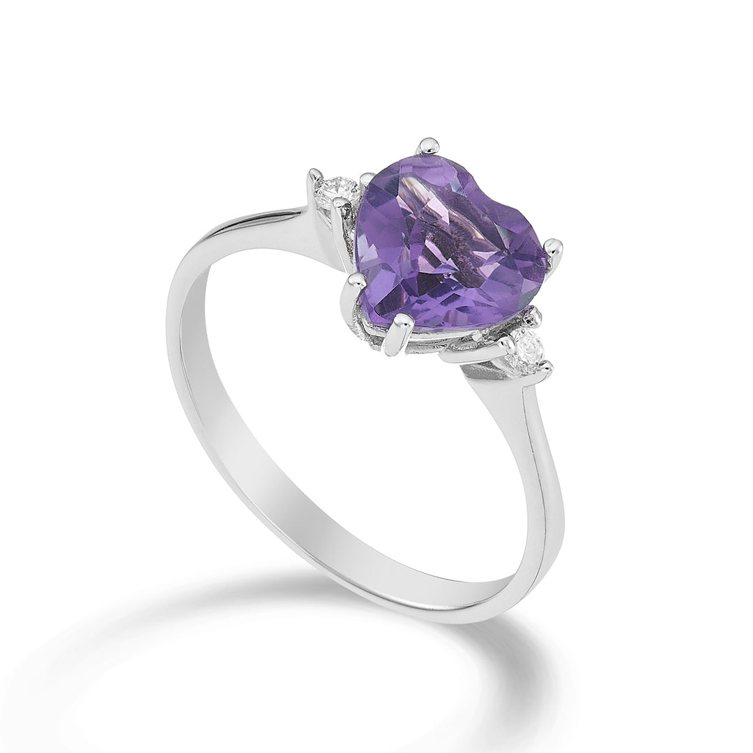 Mikiko an 18k amethyst heart 8x8 ct.1,45 diam. ct.0.05 MACL198DIAMET88O4