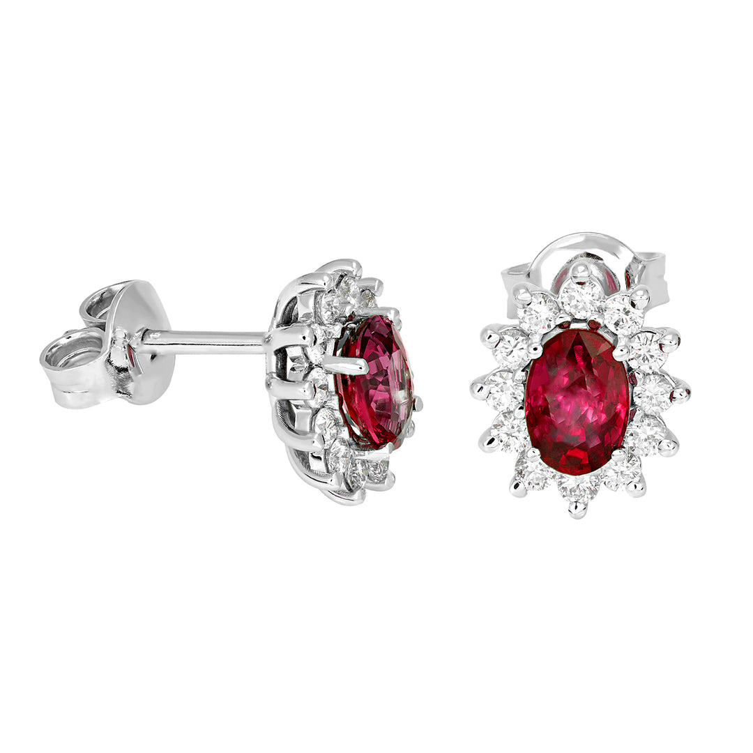 Golay 4x6 oval ruby earrings and diamonds OCL020WDIRU-21193110155