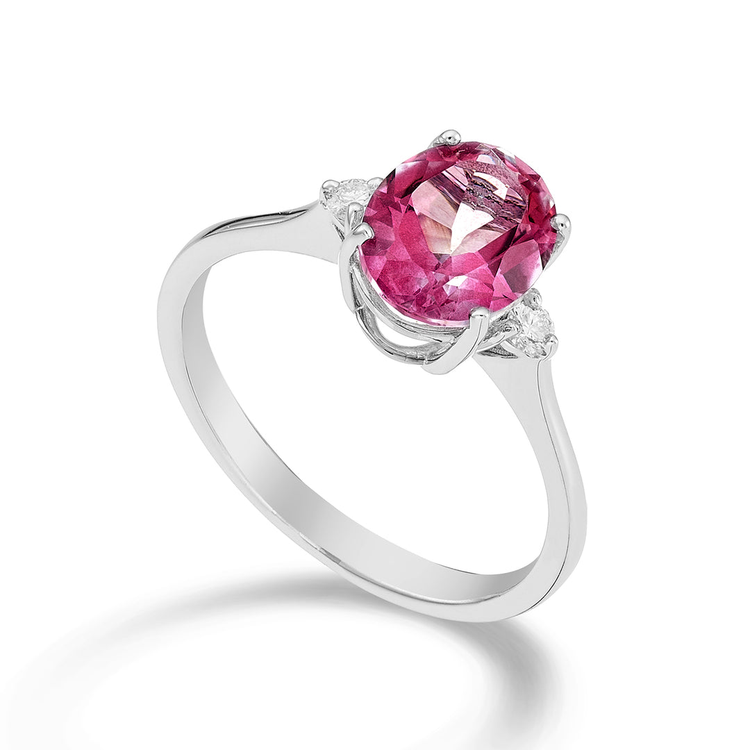 Nihama an 18k oval pink topaz 7x9 ct.2,10 diam. ct.0,08 NA5143O4TPPK