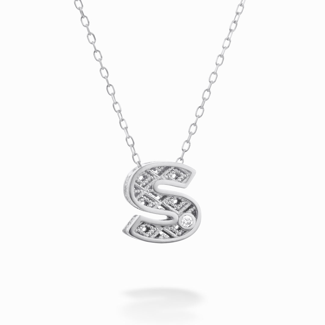 Mikiko cl 18k letter s white gold diam. ct.0,01 MDLETSO4