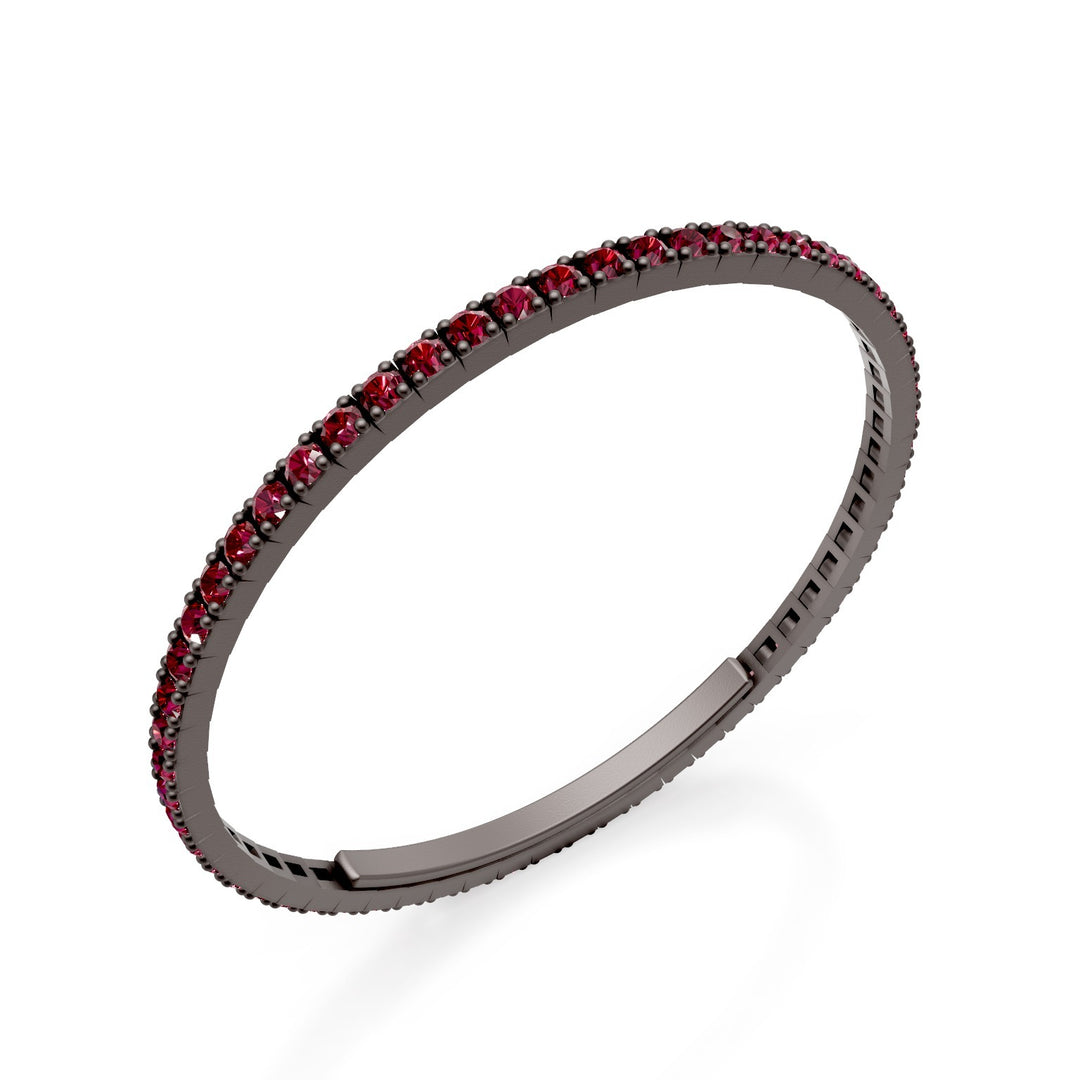 X-Diamond gray titanium tennis bracelet set entirely with rubies, with butterfly clasp, 18cm, second size LXDBRT012RUGR-180