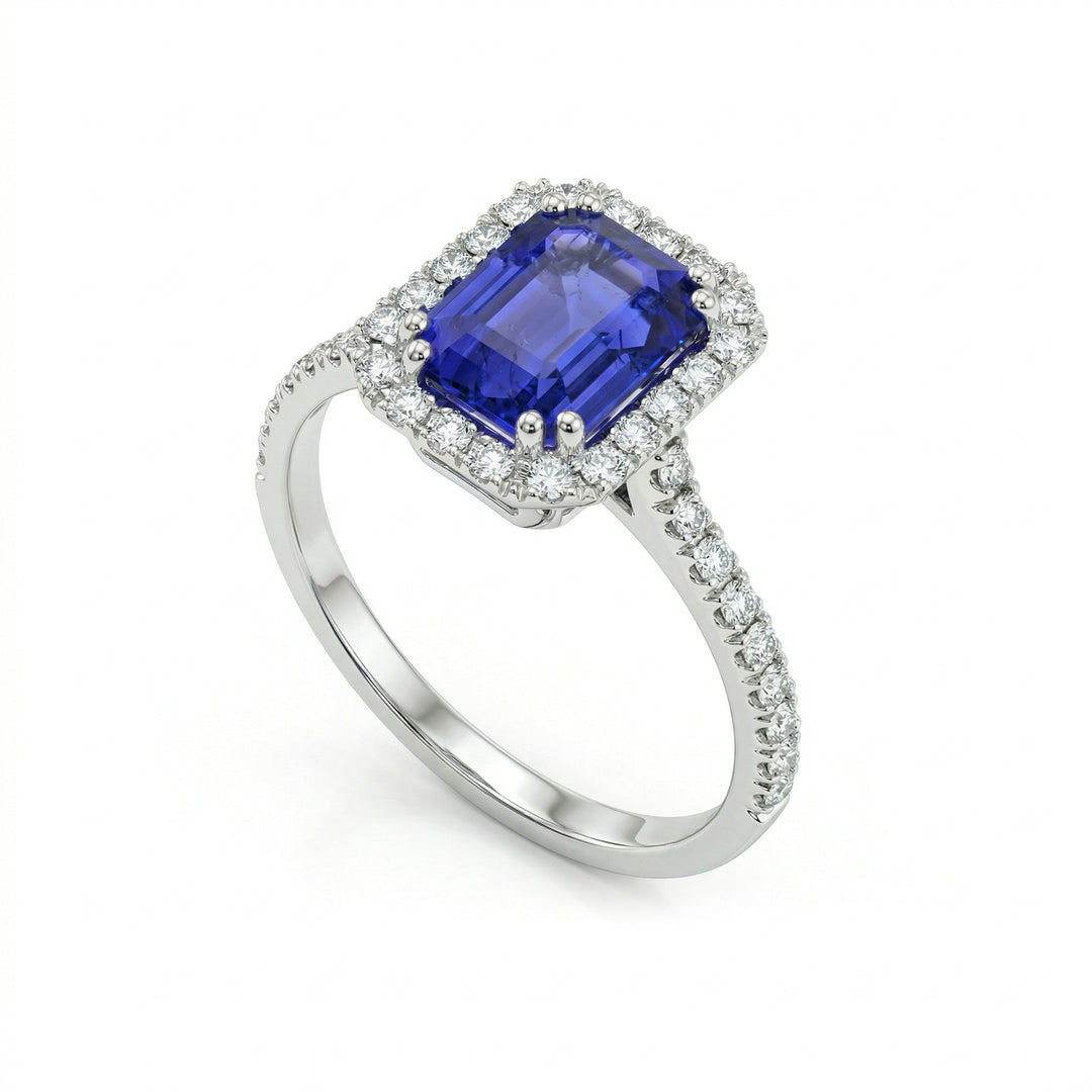 Golay octagonal tanzanite ring 9x7 and diamonds ACLC072DITZ5-24088110086