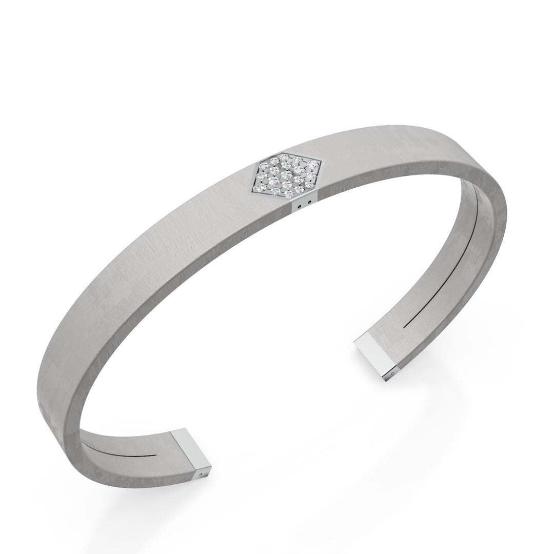 World Diamond Group gray titanium bangle, platinum insert, paved with diamonds, medium size GBR040PTDIGR_M