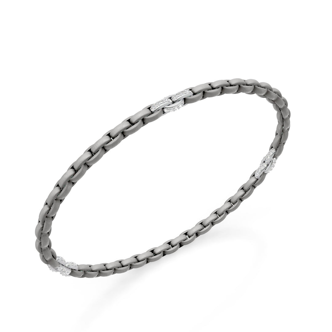 Golay gray titanium bracelet, with 9 platinum pavet inserts, oval link, 18.5cm GBR034E9PTDIGR-185