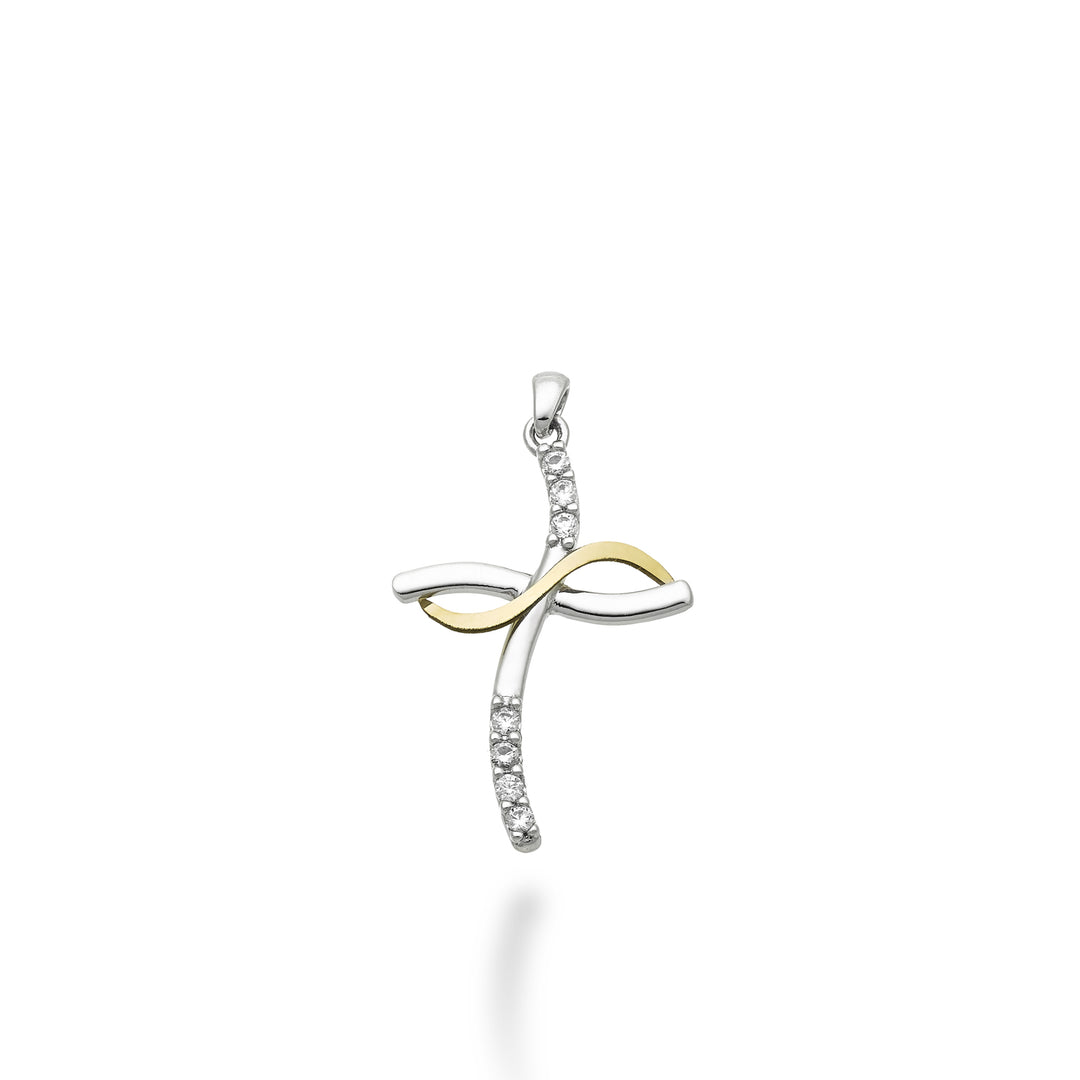 Mikiko pe 18k 0.07 ct white/yellow gold cross 1.9 cm MP5013O7BR007