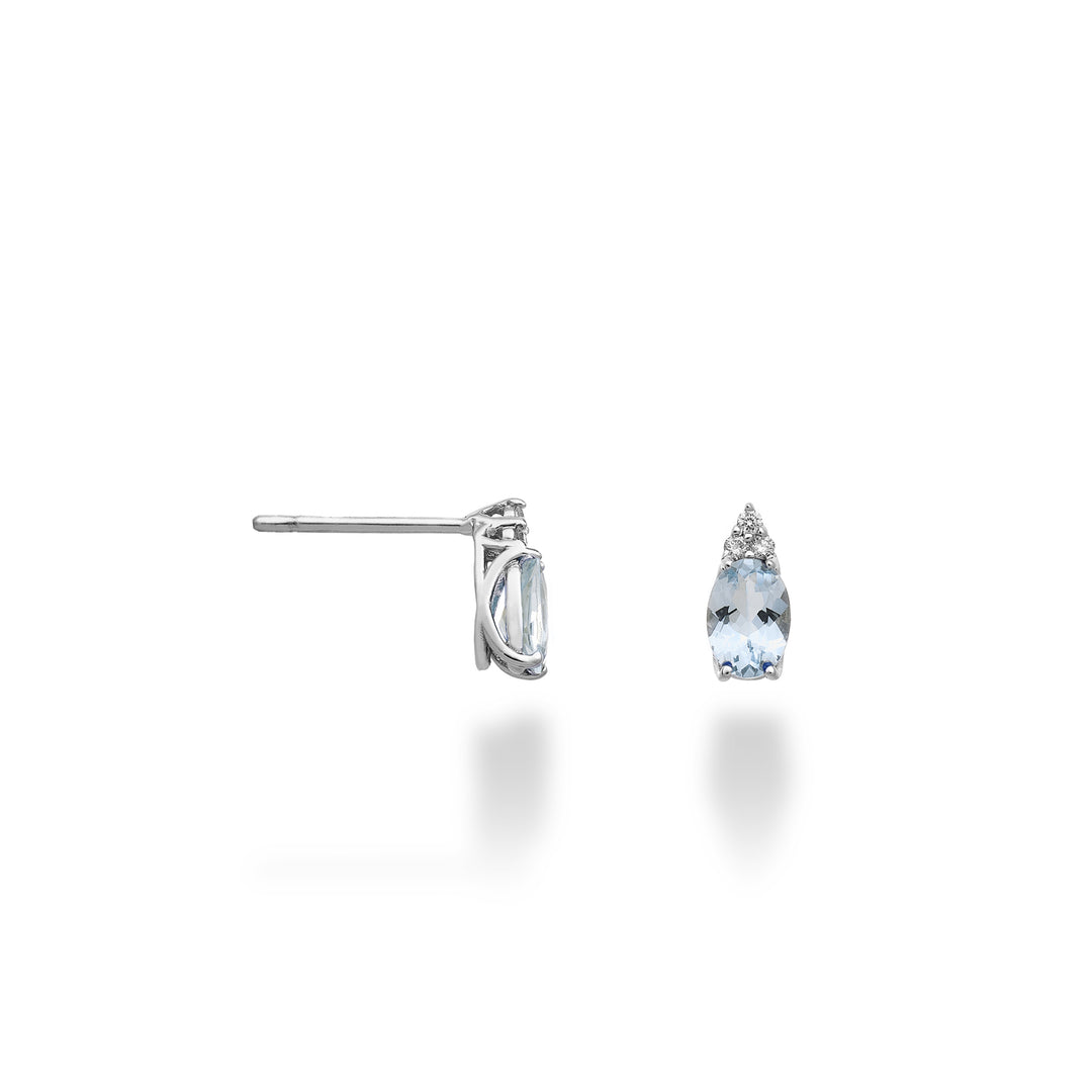 Mikiko or 9k oval aquamarine 6x4 and three diamonds MO5171R4AM