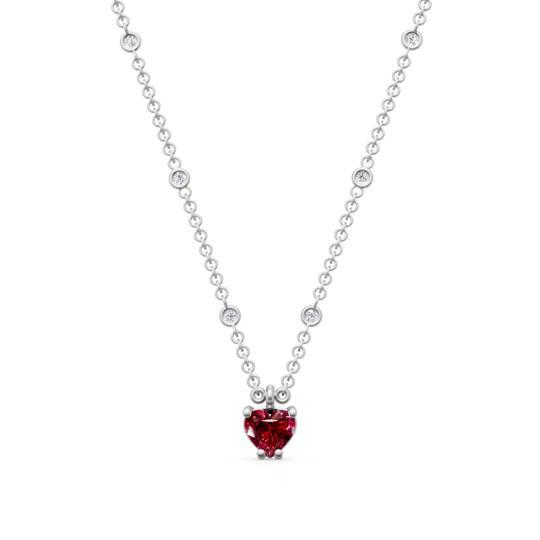 Golay 5x5 heart ruby pendant necklace with tiffany GCL496DRU55-24281110033