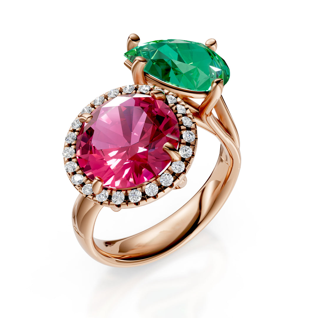 Golay tourmaline bilogy ring drop and round with contour ABLC470DTO1291111-24191110043