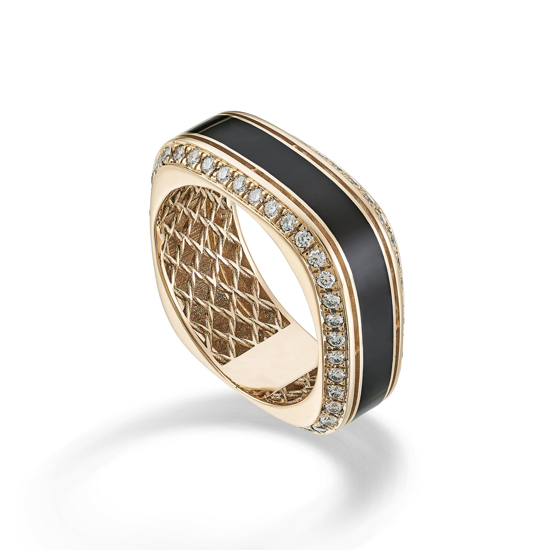 Golay light cube ring 8mm onyx enamel and diam ACUBET002DIBLK2-23340110088