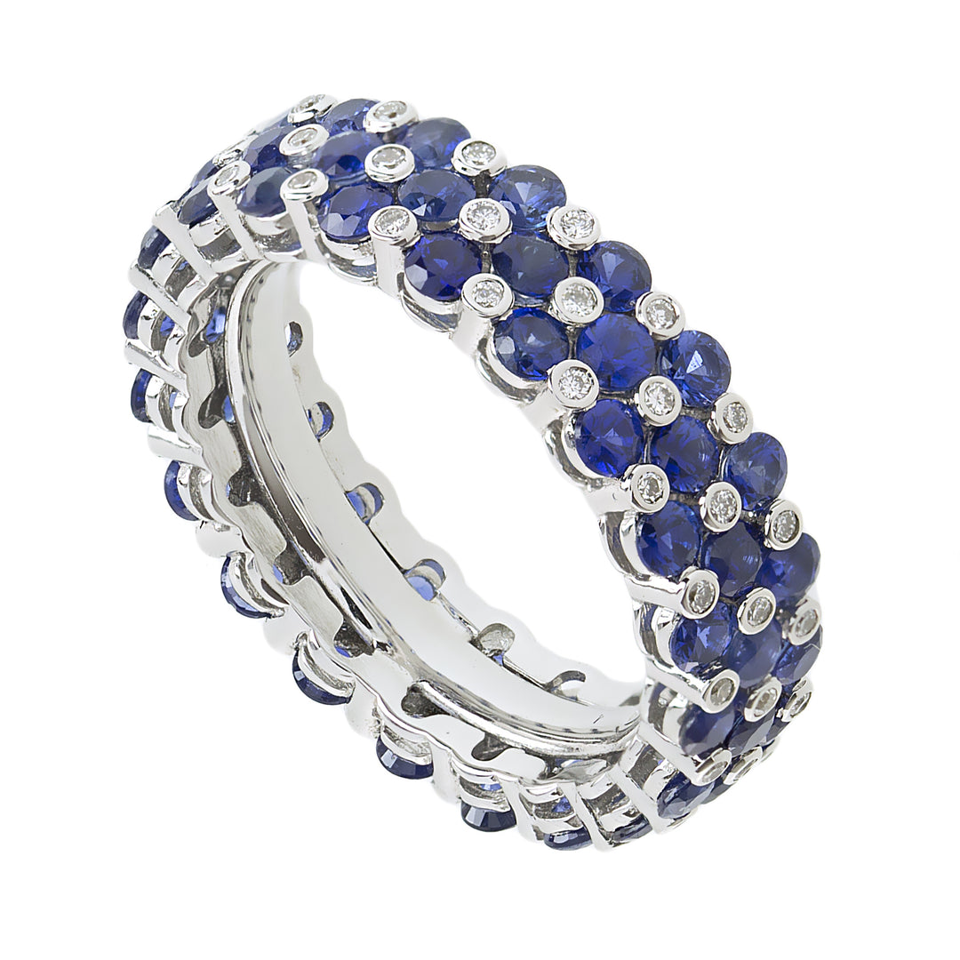 Golay 3-row ring with diamonds and sapphires AB2781BS-14028110040