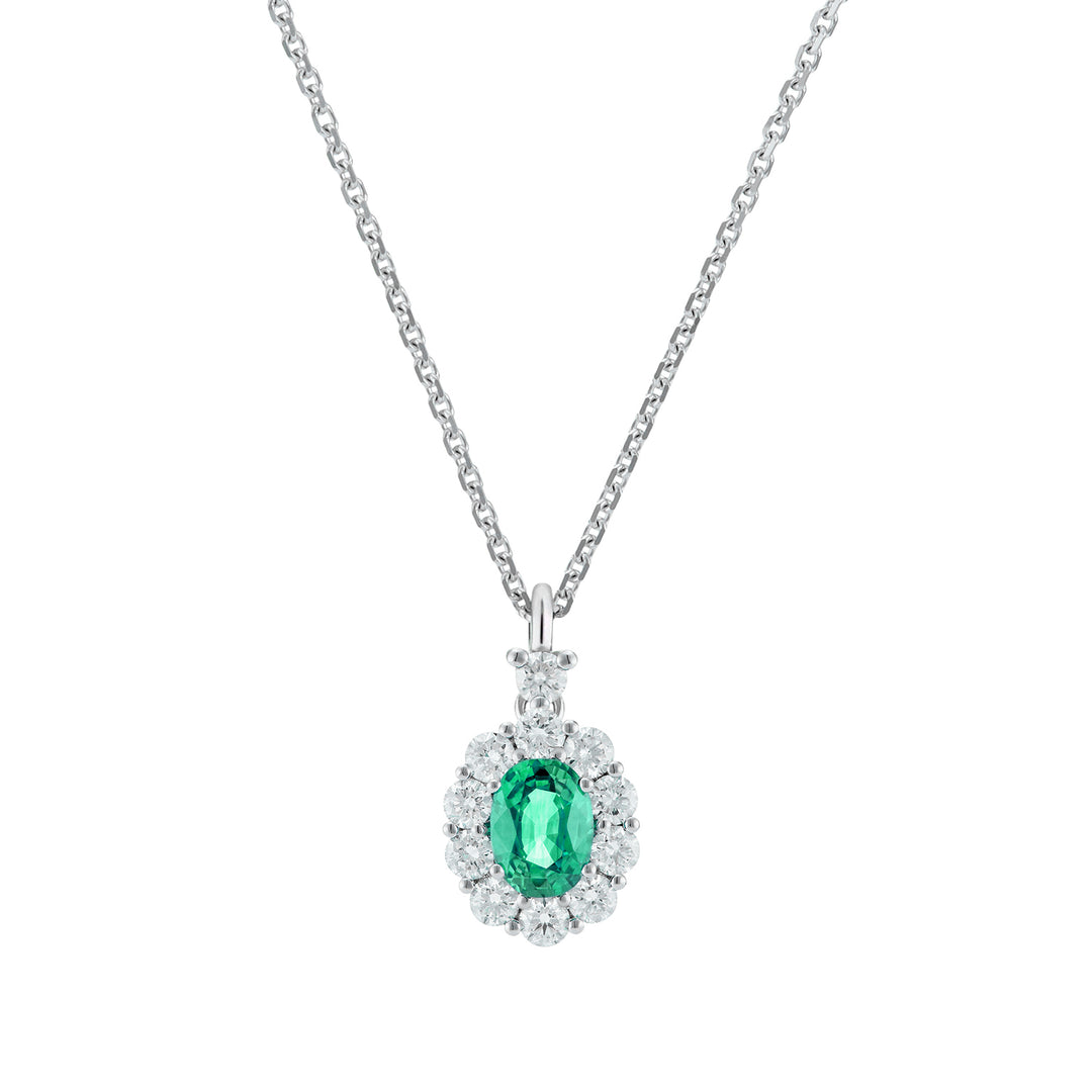 Golay 4x3 oval emerald necklace, diamonds and bezel PCL041DISM34-25143110256