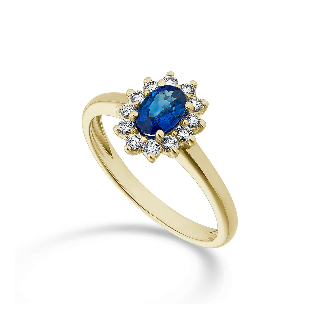 Nihama an 18k oval sapphire 6x4 yellow gold 0.40 ct diam. 0.23 ct NA5093O1ZFD