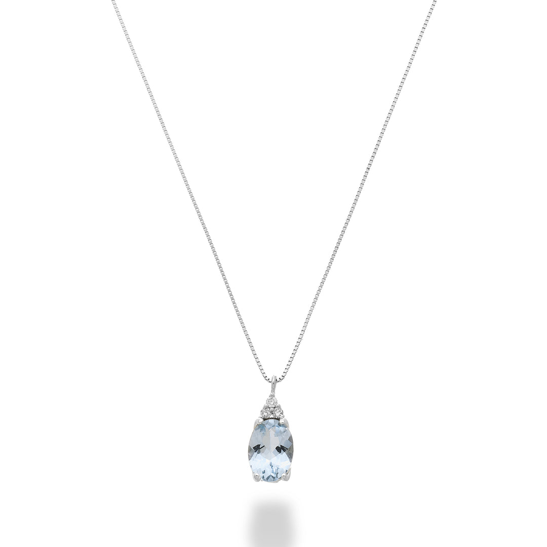 Nihama cl 9k oval aquamarine 7x5 with three diamonds ND5189R4AM