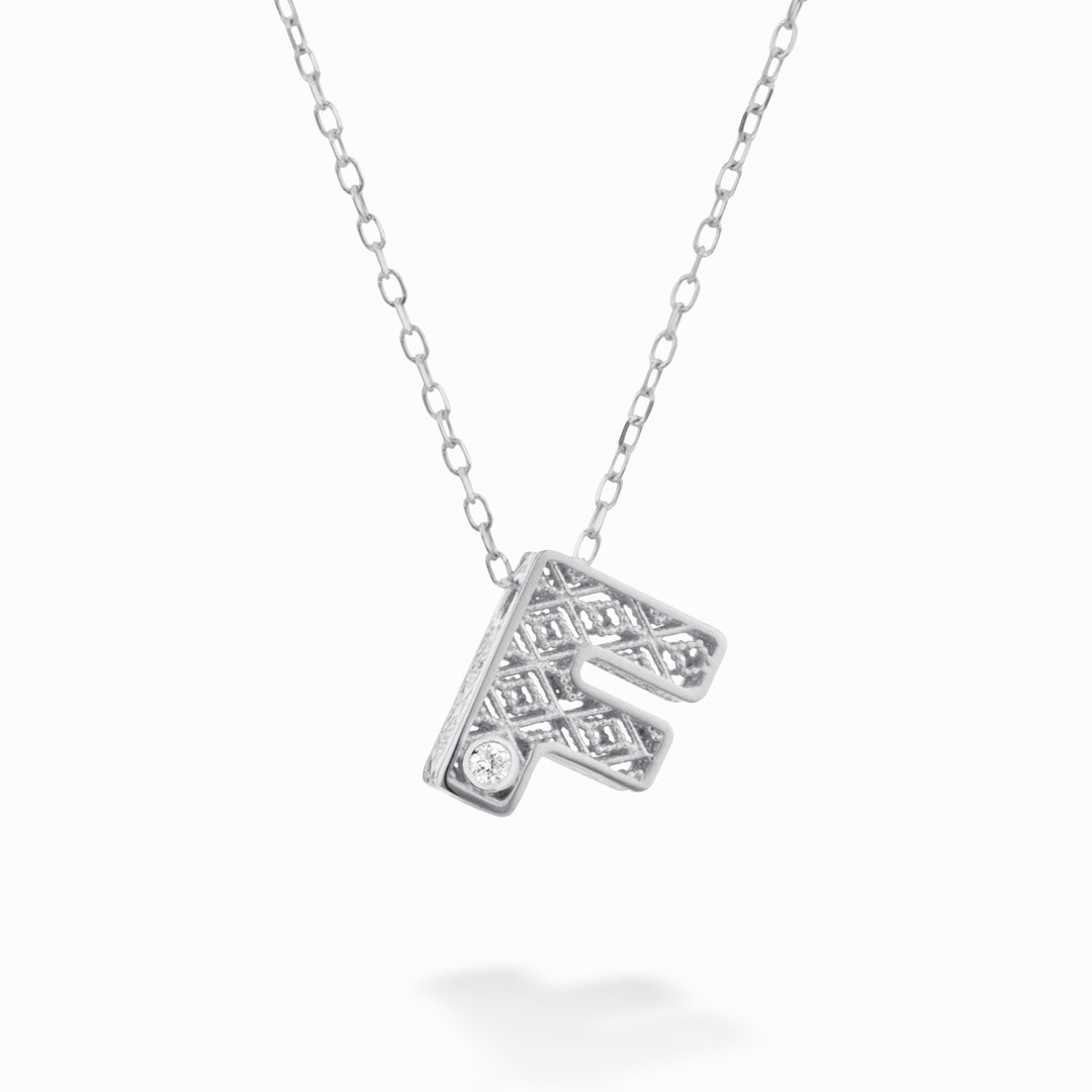 Mikiko cl 18k letter f white gold diam. ct.0,01 MDLETFO4