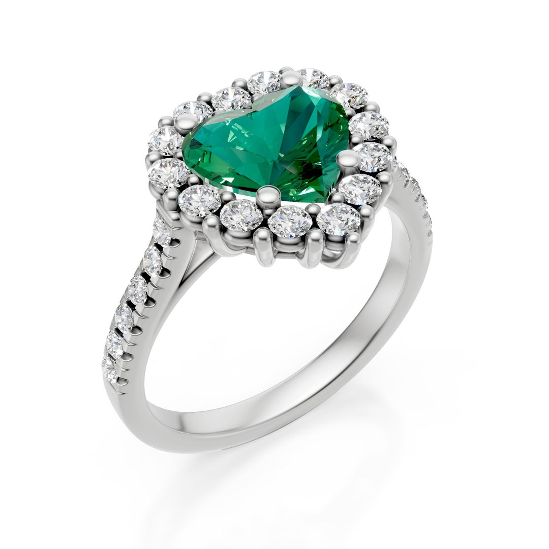 Golay emerald heart ring 8x8 diamond outline ACLC729DSM88-25196110381